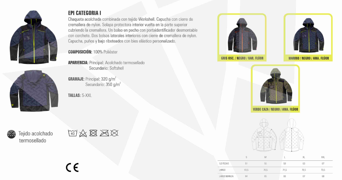 Chaqueta acolchada ultrasonido y softshell con capucha