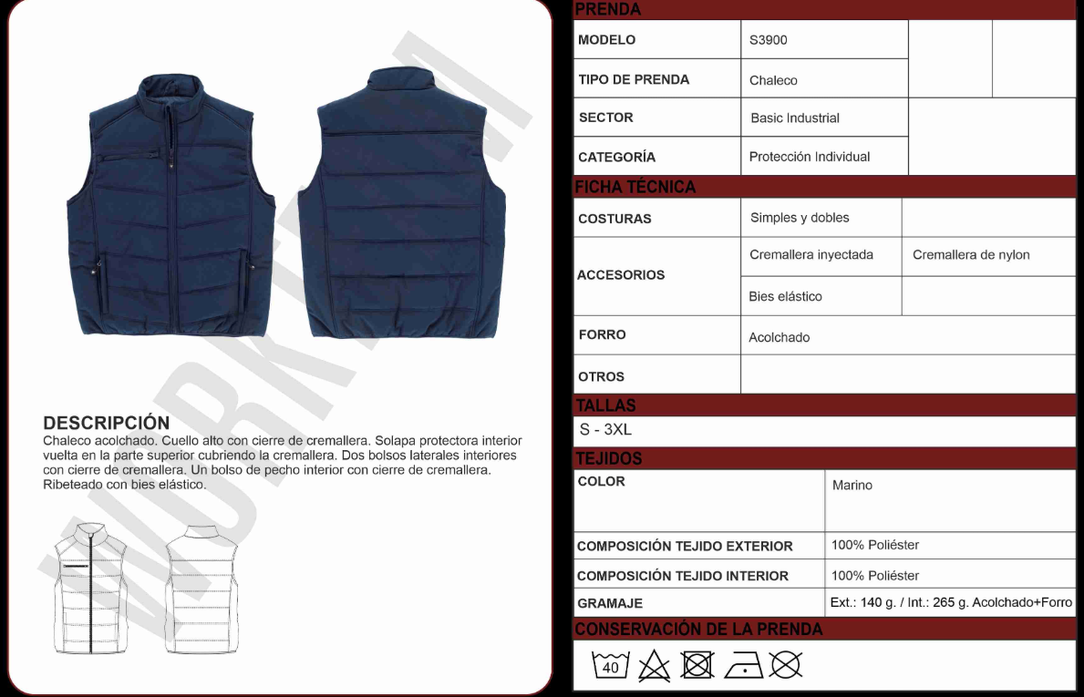 Chaleco acolchado con cierre de cremallera