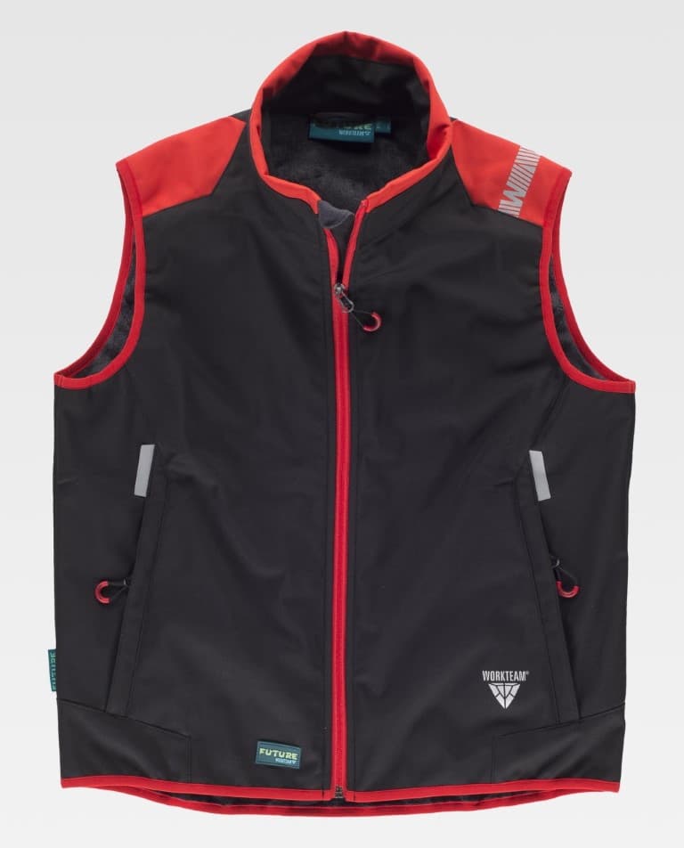 Chaleco Softshell cobinado y con detalles reflectantes