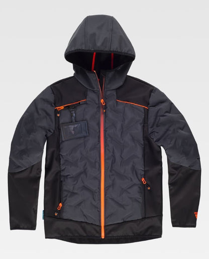 Chaqueta acolchada ultrasonido y softshell con capucha